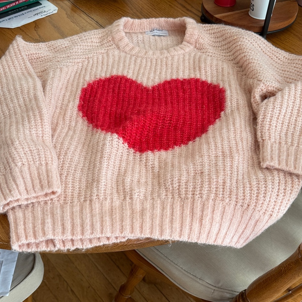 Old Navy Pink Sweater with Red Heart